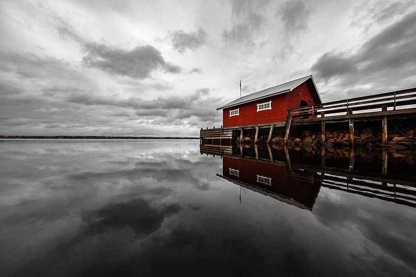 Boathouse on a jetty at Lake Siljan (Sweden) by Martijn Smeets