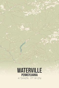 Carte ancienne de Waterville (Pennsylvanie), USA. sur Rezona
