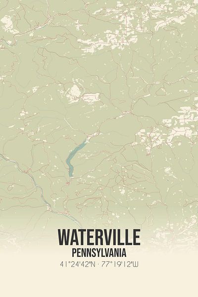 Carte ancienne de Waterville (Pennsylvanie), USA. par Affiches de lieux