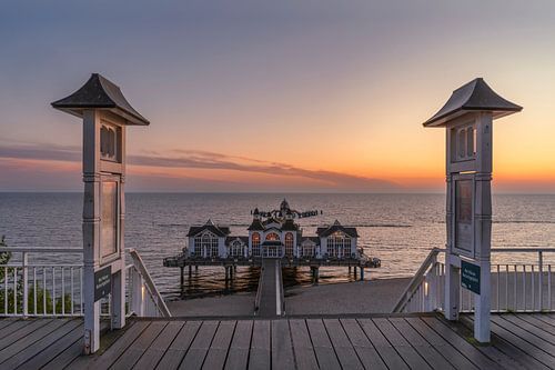 Pier on Sellin beach at sunrise