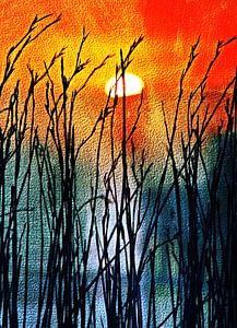 Zonsondergang bij Blouberg Beach mixed media