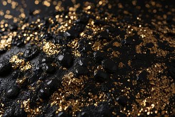 Black Texture and Gold Glitter Artwork by De Muurdecoratie