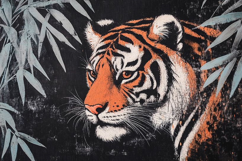 Peinture d'un tigre dans un bambou par Imperial Art House