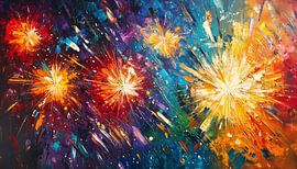 Abstraktes Feuerwerk buntes Panorama von TheXclusive Art