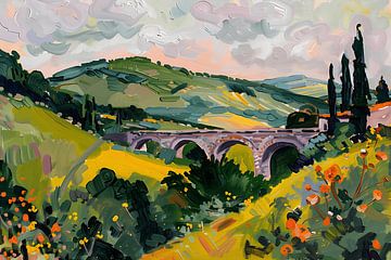 Toscaanse heuvels met oude stenen brug