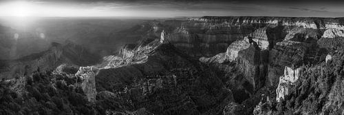 Grand Canyon USA Panorama in zwart-wit.