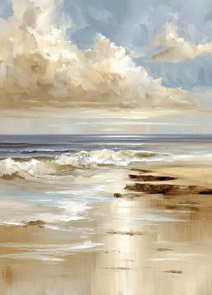 Paysage de plage - peinture à l'huile vintage par Niklas Maximilian