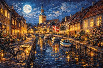 Faaborg in Denmark, an impressionist painting. by Gallery Hoppenbrouwers