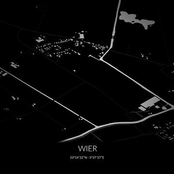 Black-and-white map of Wier, Fryslan. by Rezona