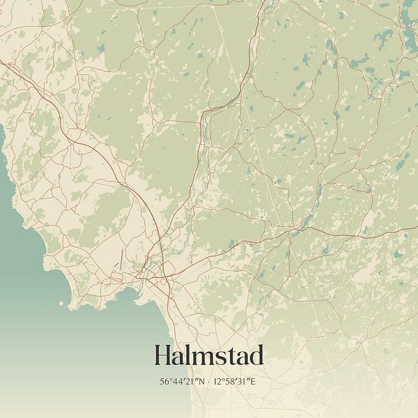 Vintage map of Halmstad, Sweden. by Prints of Place