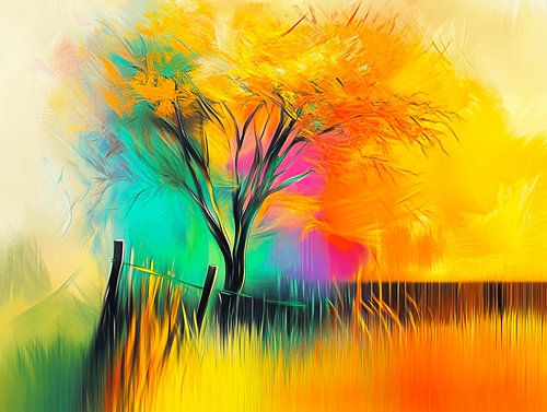 Colourful Tree in a Meadow