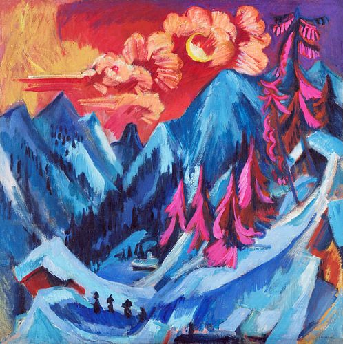 Winter Landscape in Moonlight (1919) by Ernst Ludwig Kirchner.