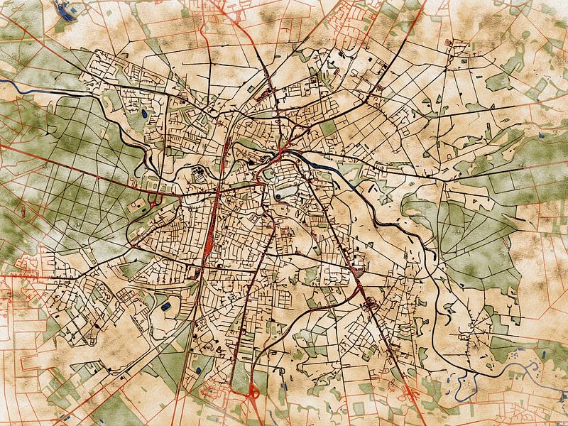 Map of Celle with the style 'Serene Summer' by Maporia