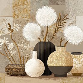 Bloemen Vazen | Modern Vases with Flowers van Blikvanger Schilderijen