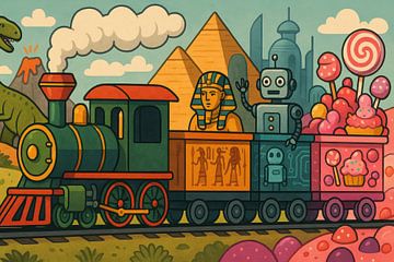 Cartoon-Zug mit Süßigkeiten-Wagen von Imperial Art House