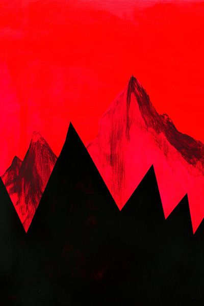 Bergsilhouetten in Rot und Schwarz von Poster Art Shop