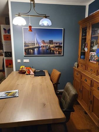 The Erasmus Bridge in Rotterdam in Red, White, Blue