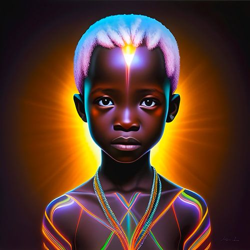 Futuristisch Portet Afrikaans Jongentje