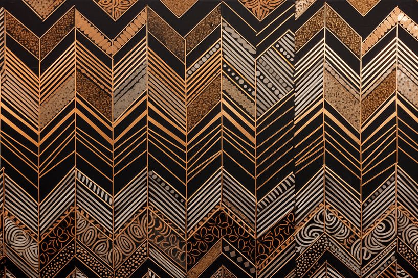 Geometric Chevron in Black and Gold by Whale & Sons