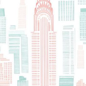 Minimalistische Skyline van New York van Thea