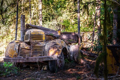 Verlaten pick-up in de Franse bossen