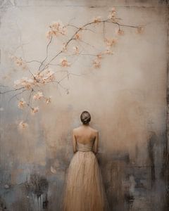 Modernes und schickes digitales Kunstporträt "Blossom girl" von Carla Van Iersel
