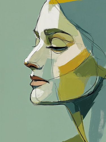 Portrait, profil Dans des tons verts sur Color Square