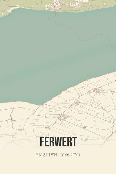 Vintage map of Ferwert (Fryslan) by Prints of Place