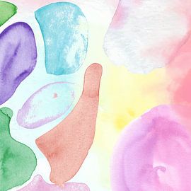 Soft Pastel Abstract Watercolor Art  Playful Color Shapes Wall Art for Kids Room by Geovia