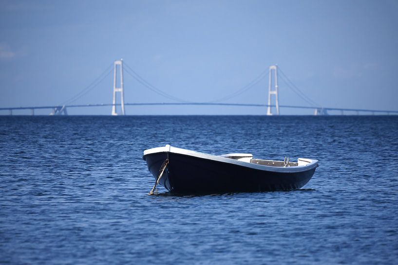 Storebælt Bridge with a Boat by Jörg Hausmann