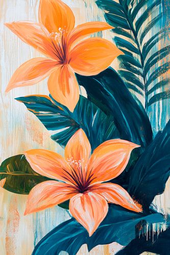 Bloeiende lelies in felle kleuren