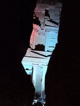 The Treasury in Petra by night