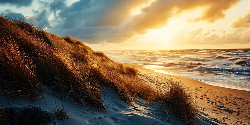 Die Sonne verschwindet hinter dem Horizont auf Terschelling von Vlindertuin-Art