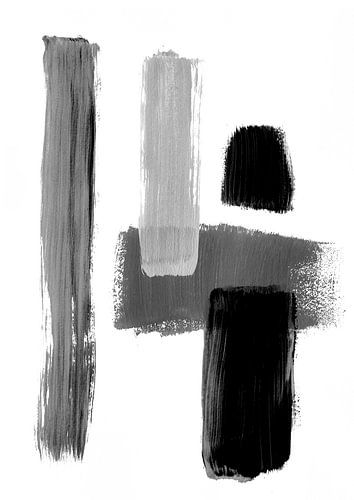 Monochroom evenwicht - minimalistisch zwart-wit abstract schilderij