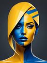Geometrisch Vrouwenportret Pop Art Mode Geel van 1xMerch thumbnail