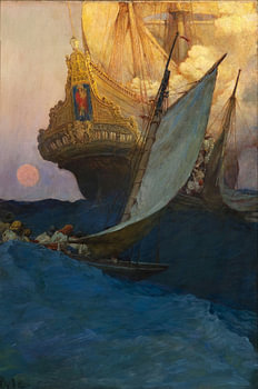 Howard Pyle, Een aanval op een galjoen - 1905