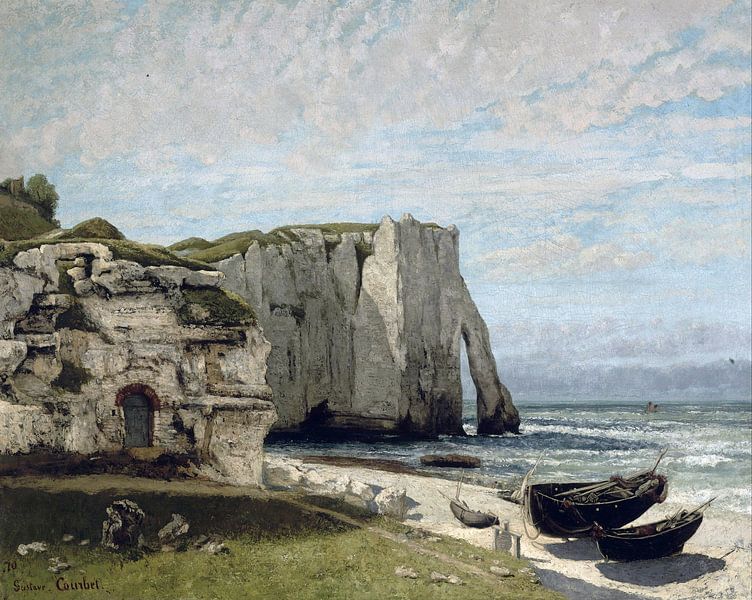 Kliffen na de storm in Etretat, Gustave Courbet, 1870 van Atelier Liesjes