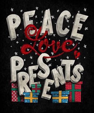 Peace, Love and Presents Lettre de Noël amusante sur KalliDesignShop