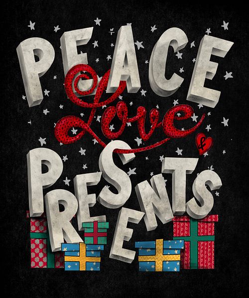 Peace, Love and Presents Lustiges Weihnachts Lettering von KalliDesignShop
