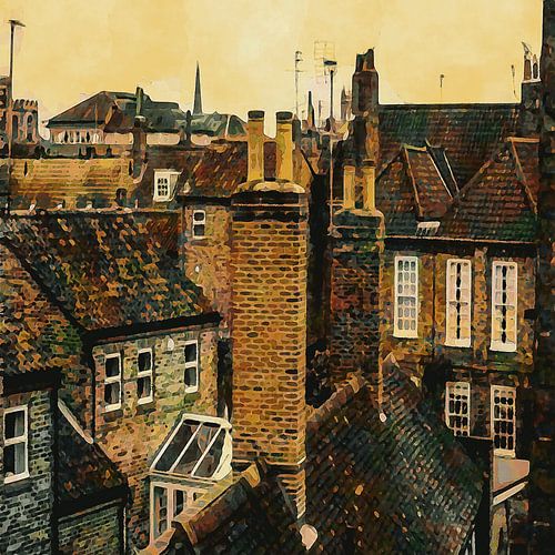 Stadsgezicht - zonlicht op oude huizen