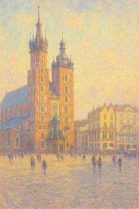 Die Krakauer Basilika in Pastellfarben - das Herz des Rynek Główny