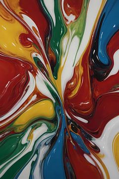 Explosion de couleurs dans l'art abstrait moderne sur De Muurdecoratie