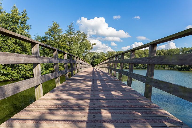 Lange Holzbrücke über Wasser im Naturgebiet von Ben Schonewille