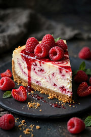 Raspberry Swirl Cheesecake Slice by Matthias Hauser