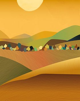 Abstract landscape with trees in autumn