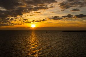 Sunset over the water in november