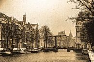 Binnenstad van Amsterdam in de Winter Sepia van Hendrik-Jan Kornelis thumbnail
