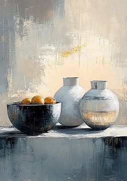 Stilleven | Morning Light on Earthen Vessels van Zen en Meer