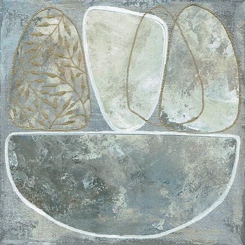 Pierres dans un bol | Collage en nuances de gris