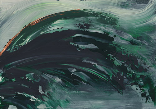 Emerald Wave – abstract dark green with copper